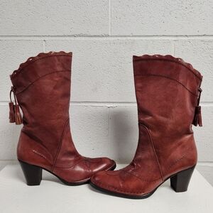 Y2K Vintage Alberto Fermani Vero Cuoio Italian Leather Western Tassel Boots 39